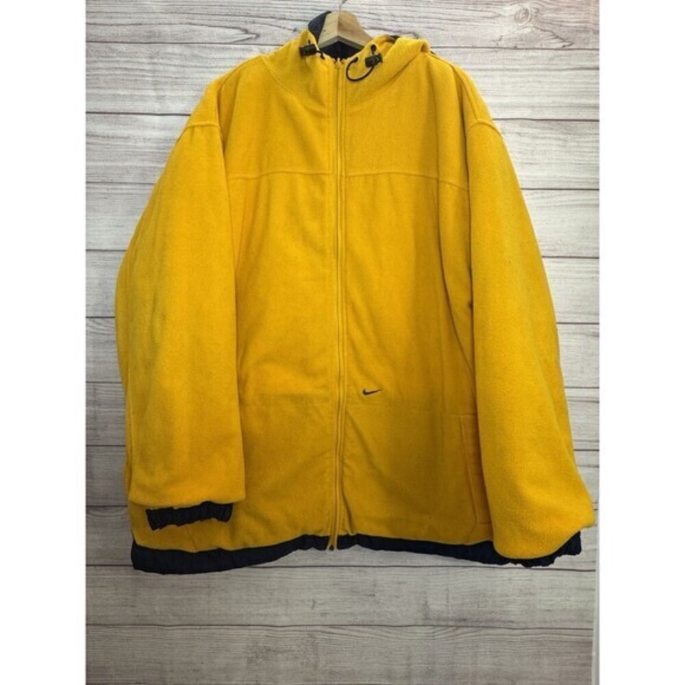 Nike Y2K Mens Navy Blue/Yellow Winter Reversible Hooded Jacket Size XL